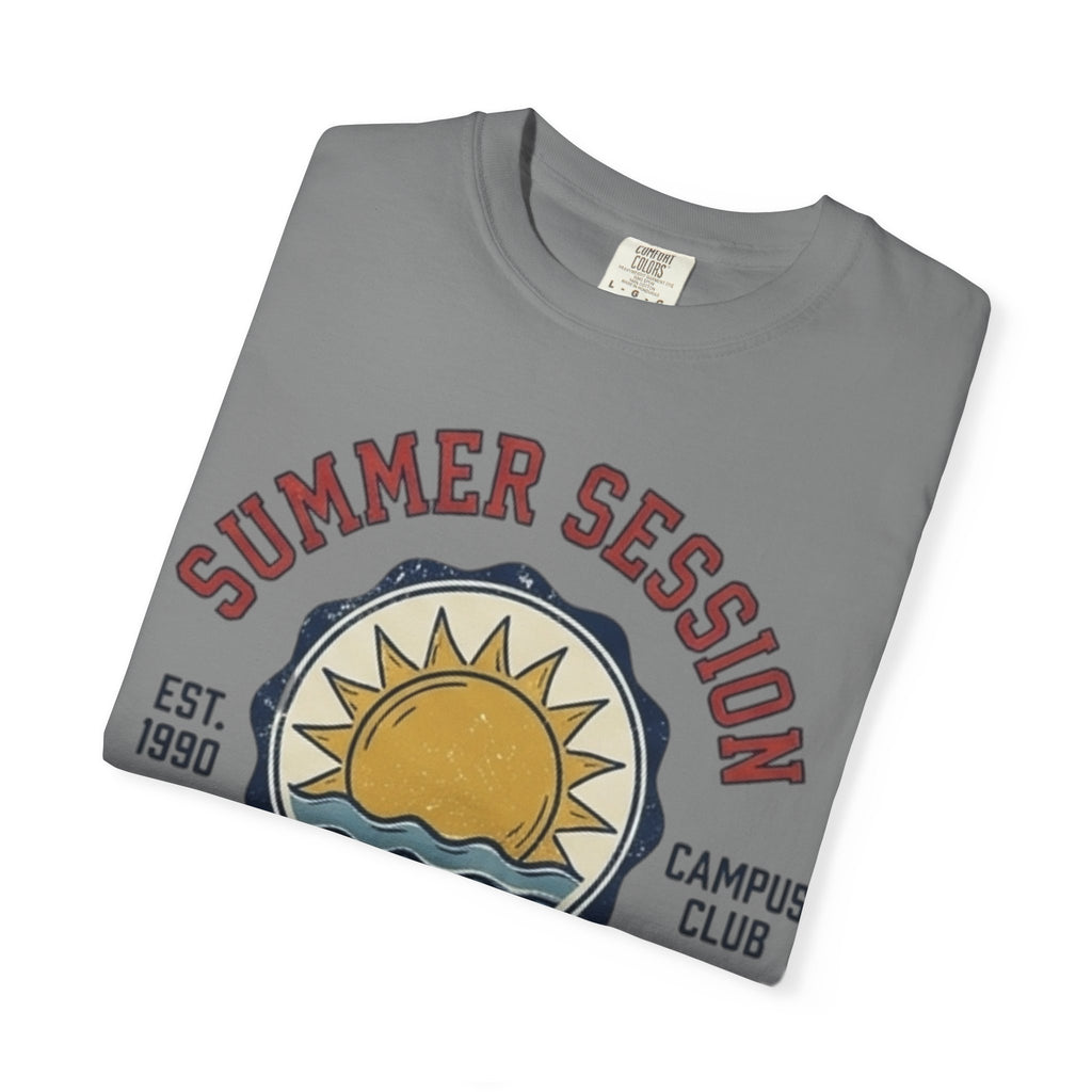 Summer Session Athletics T-Shirt — Vintage Sun & Waves Graphic