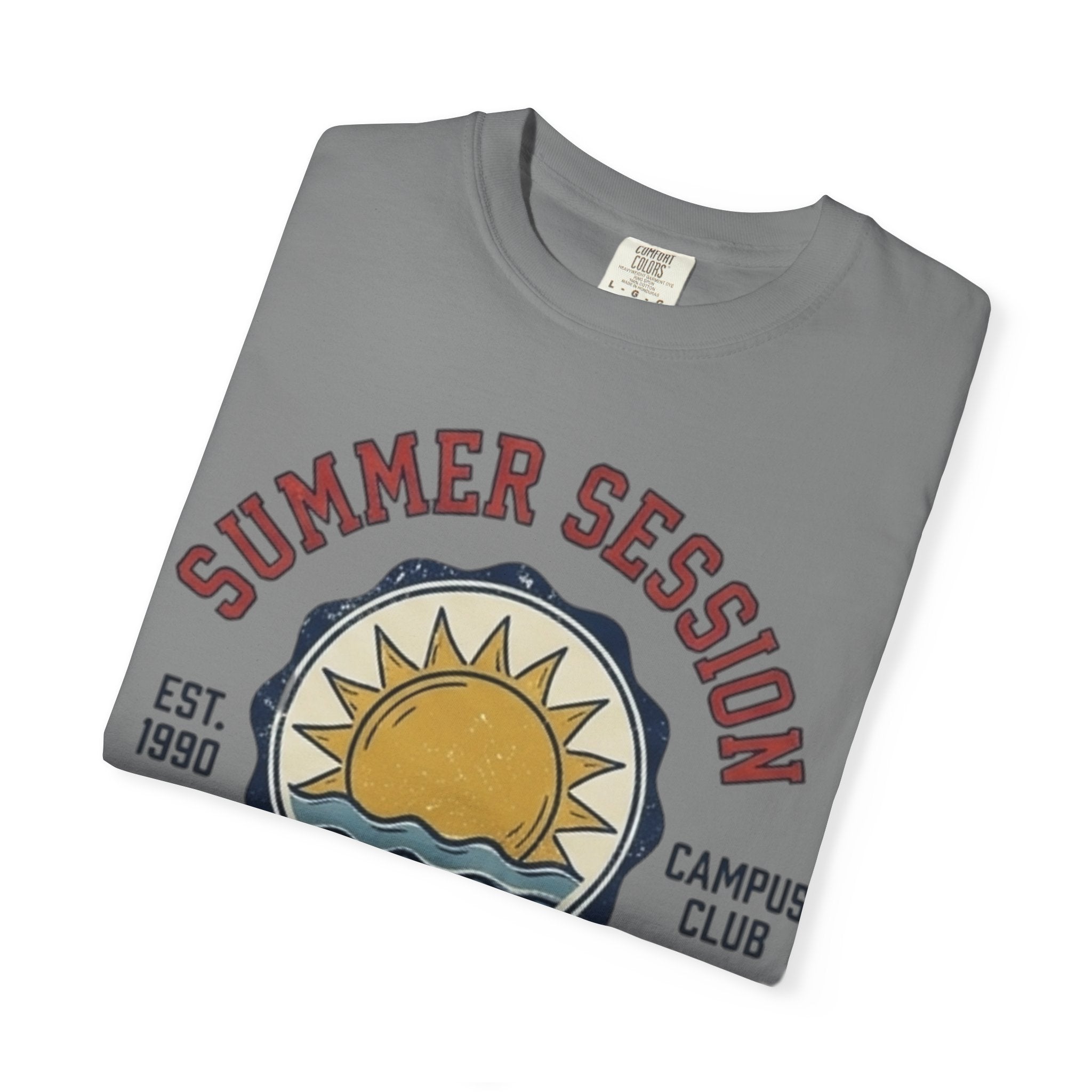 Summer Session Athletics T-Shirt — Vintage Sun & Waves Graphic