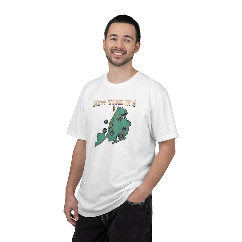 New York in 5 Boroughs Basketball T-shirt | Vintage NYC Poster Tee
