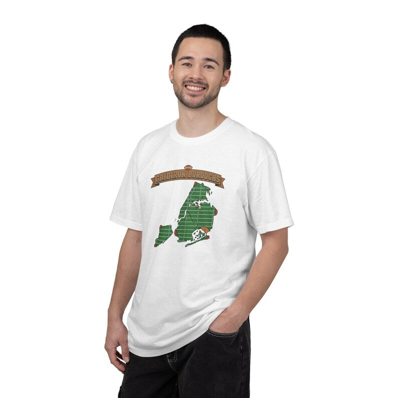 Gridiron Boroughs Football T-shirt | Vintage NYC Poster Tee